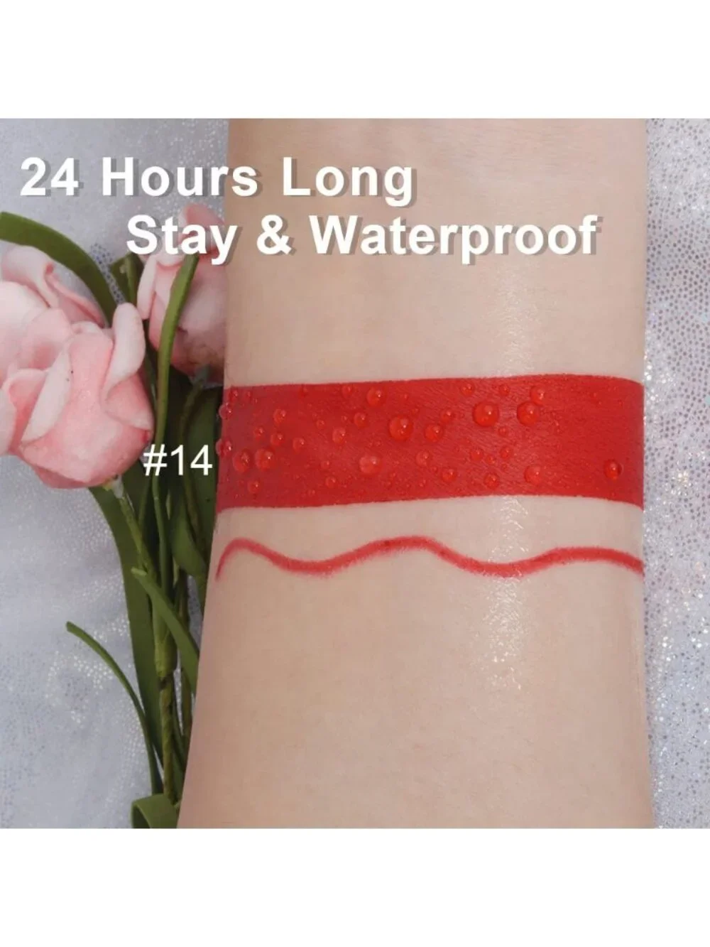 DNM 14# Ruby Red 2Pcs 24H Long-Lasting Matte Liquid Lipstick and Lip Liner Set